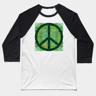 Peace Sign with Green flower of life symbols Baseball T-Shirt